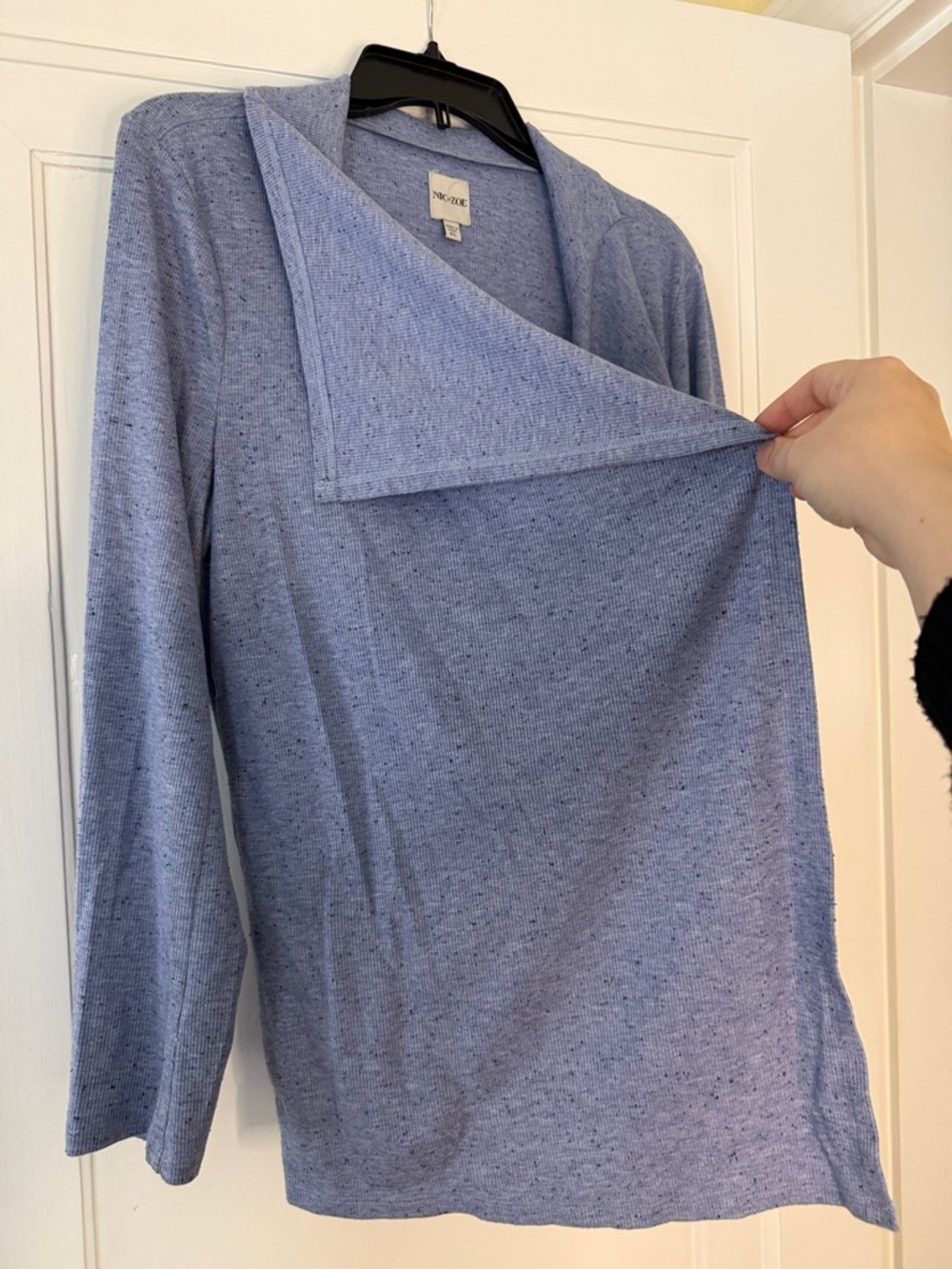 NIC+ZOE XL Blue Open Front Cardigan | Lightweight Draped Knit Layering Sweater - Picture 4 of 5